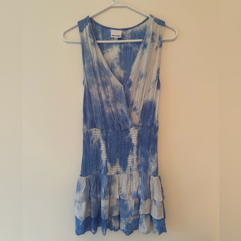 Skylar and Madison blue and white tie dye dress